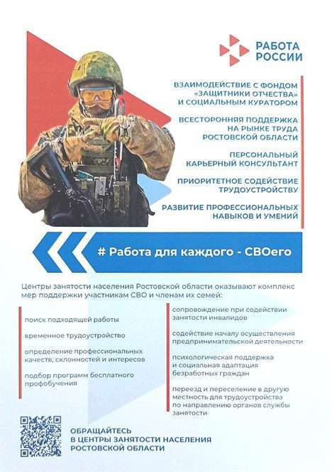КАДРОВЫЙ ЦЕНТР РОСТОВСКОЙ ОБЛАСТИ – участникам СВО